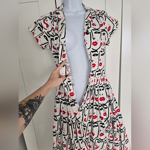 EUC Rare Bernie Dexter Joni Dress in Faces Art Print - Picture 8 of 10